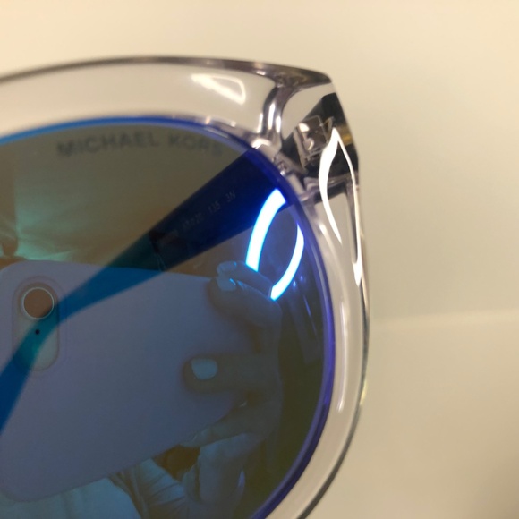 Michael Kors (MK6019) Champagne Beach Clear Frame, Blue Mirror lens Sunglasses - Picture 9 of 10